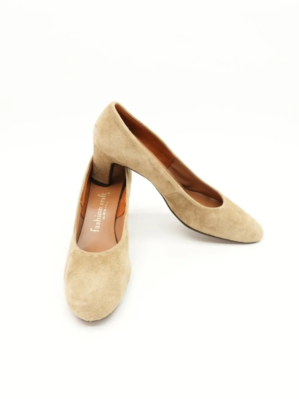 Vintage Suede Leather Heels Camel Tan 1970s Pumps Size 9.5